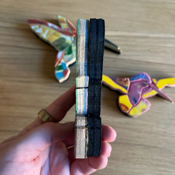 Wall Art: Upcycled Skateboard Hummingbird Wall Art - Handmade Decor - Set of 3 - Picture 6 of 11